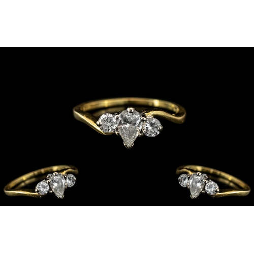 32 - Ladies Attractive and Quality 18ct Gold 3 Stone Diamond Set Ring. Full Hallmark for 750 - 18ct to In... 