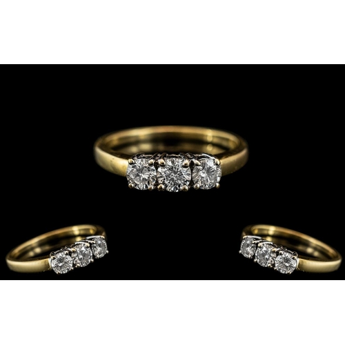 34 - Ladies - 18ct White Gold Attractive and Superior 3 Stone Diamond Set Dress Ring. Marked 750 to Inter... 