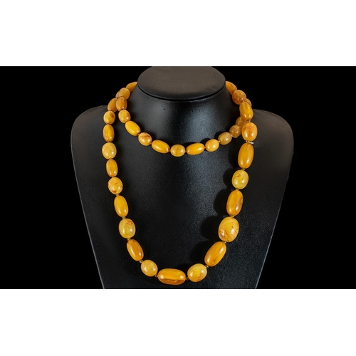 369 - Graduated Amber Coloured Bead Necklace