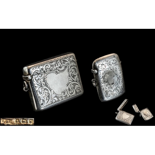 126 - Early 20th Century Sterling Silver Hinged Vesta Case, Vacant Cartouche with Chased Floral Decoration... 