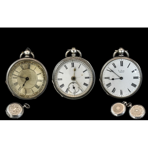240 - A Fine Trio of Ladies Antique Period Open Faced Ornate Sterling Silver Pocket Watches. Comprises ( A... 