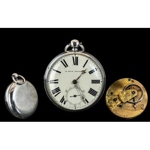 243 - William Bell of Lancaster Key-wind Lever 40 Hour Movement Sterling Silver Open Faced Pocket Watch. S... 