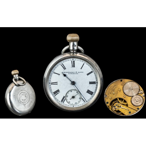 245 - American Watch Co Waltham Superior Open Faced Sterling Silver Key-less Pocket Watch. Movement No 699... 