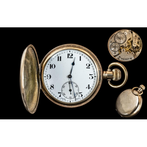 247 - Admiral - Swiss Made Superior Gold Filled Full Hunter Pocket Watch ( Key-less ) The Movement with 3 ... 