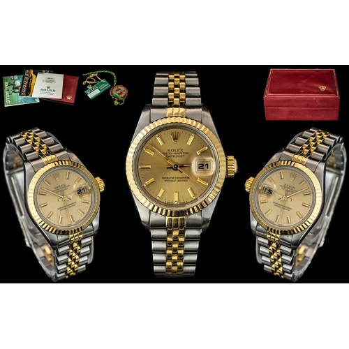 249 - Rolex - Ladies 18ct Gold and Steel Oyster Perpetual Date-Just Chronometer Wrist Watch with Extra Lin... 
