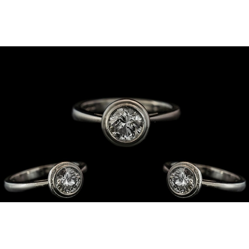 265 - Platinum - Attractive Single Stone Diamond Ring. Full Hallmark to Interior of Shank. The Round Brill... 