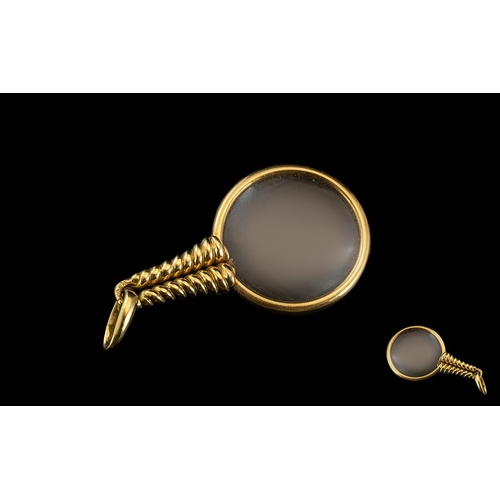 268 - French - Early 20th Century 18ct Gold - Superb Quality Small Magnifying Glass. Marked 750 - 18ct. In... 