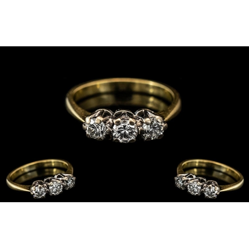 269 - 18ct Gold 3 Stone Diamond Ring set with round modern brilliant cut diamonds, estimated diamond weigh... 