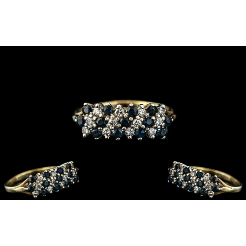271 - Ladies Attractive 9ct Gold Diamond and Sapphire Set Ring, fully hallmarked to interior of shank; set... 