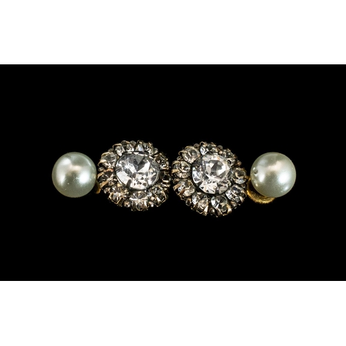 276 - A Pair of 9ct Gold Antique Earrings set with clear paste. Diameter 12 mm. Together with a pair of ba... 