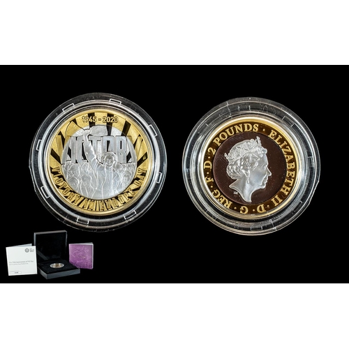 292 - Royal Mint 75th Anniversary of V.E.Day Ltd and Numbered Edition 2 Pound Silver Proof Struck Coin. Th... 
