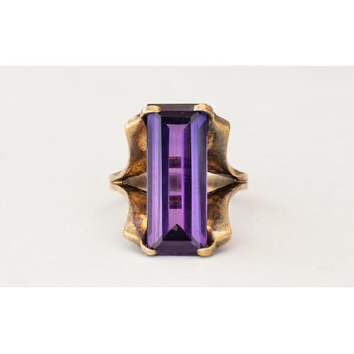 55 - Ladies Nice Quality 9ct Gold Single Stone Amethyst Set Dress Ring, marked 9ct to interior of shank. ... 