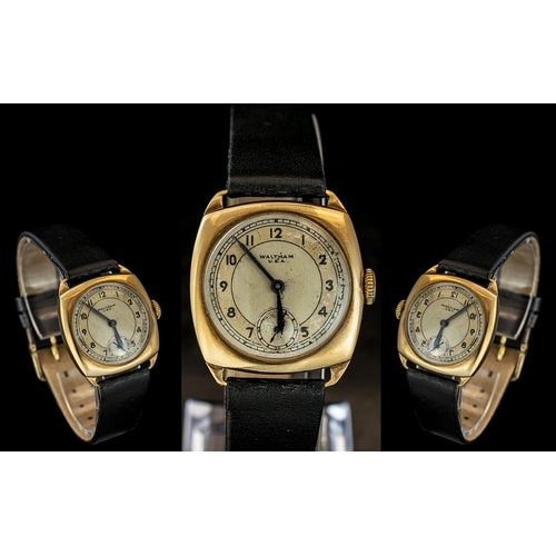 71 - Waltham 1920's 9ct Gold Ladies Cased Mechanical Wrist Watch, With Later Leather Watch Strap and Subs... 