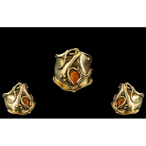 75 - Art Nouveau - Naturalistic Designed 9ct Gold Stone Set Dress Ring. Marked 9.375 to Interior of Shank... 