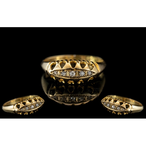 79 - Edwardian Period 18ct Gold Petite and Attractive Diamond Set Ring, Gallery Setting. Full Hallmark fo... 