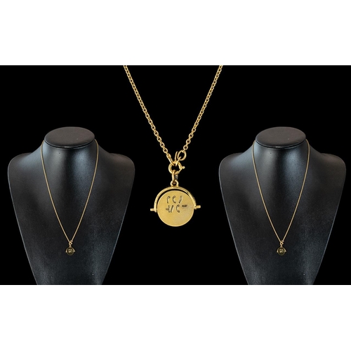 80 - 9ct Gold ' I Love You ' Pendant with Attached 9ct Gold Chain. Both Marked 9.375. The Pendant Spins t... 