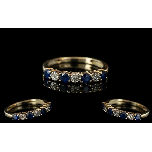 81 - Ladies 9ct Gold Sapphire and Diamond Set Ring. Full Hallmark to Interior of Shank. Diamond and Sapph... 