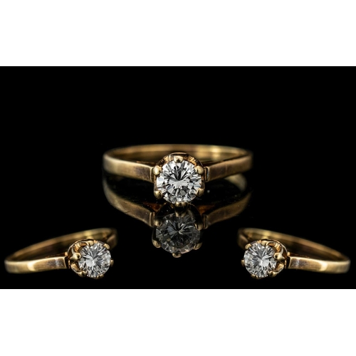 18 - Ladies 18ct Gold - Attractive Single Stone Diamond Set Ring. Marked 18ct - 750 to Interior of Shank.... 