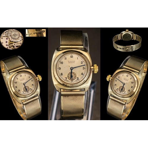 20 - Rolex - Oyster Rolco Superb Mechanical Wind 9ct Gold - 15 Rubies Set Wrist Watch From the 1920's, Wi... 