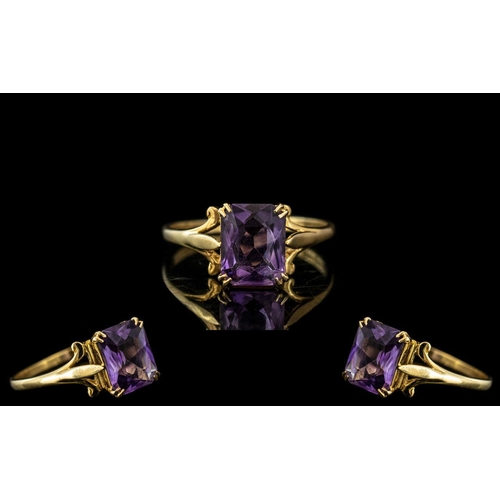 25A - 18ct Gold - Superb Single Stone Amethyst Set Ring, The Faceted Amethyst of Superb Rich Colour. Est W... 