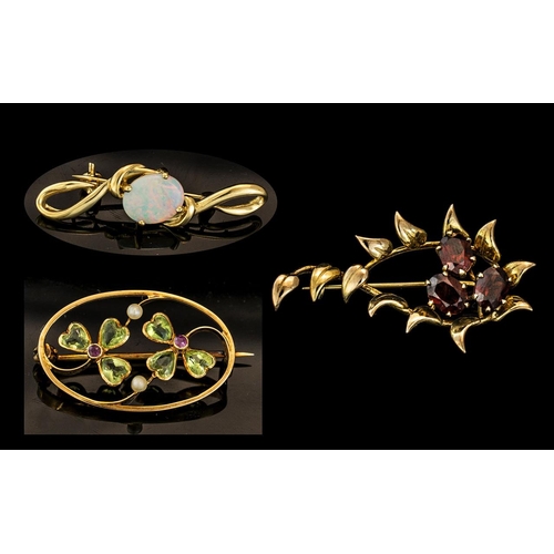 28B - A Fine Collection of Antique Period 15ct and 18ct Stone Set Brooches of Excellent Proportions. Compr... 