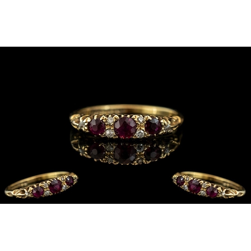 29 - Edwardian Period 1902 - 1910 Ladies 18ct Gold Ruby and Diamond Set Ring of Pleasing Design / Gallery... 