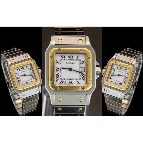 30 - Cartier Santos 18ct Gold and Steel Gents / Unisex Automatic Wrist Watch. Ref no AC2380. OR 0750 3, 9... 