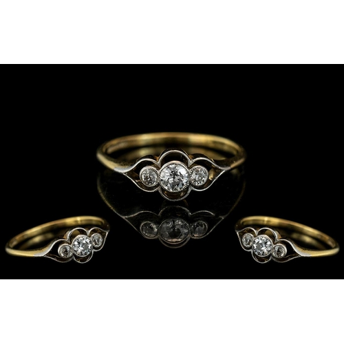 36 - Antique Period 18ct Gold and Platinum Set Ring. Marked 18ct Gold and Platinum to Interior of Shank. ... 