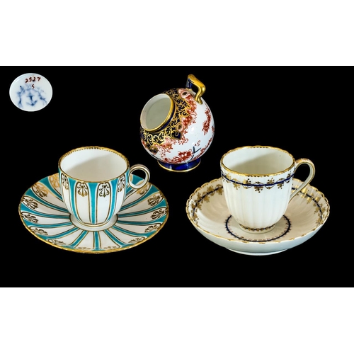 407 - Derby Hand Painted Superb Quality Cup and Saucer. Printed Date Mark ' Puce ' 1782 - 1800 to Under Sa... 