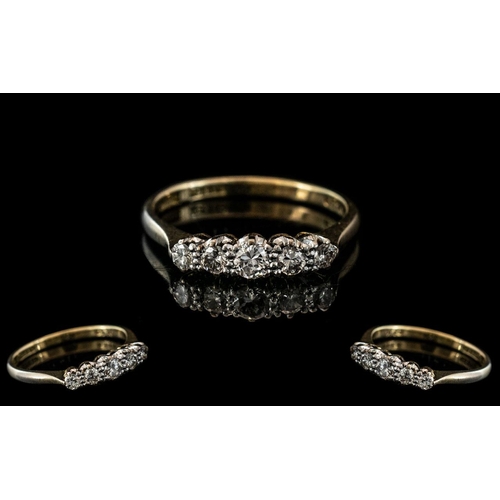 55A - 18ct Gold and Platinum Attractive 5 Stone Diamond Set Ring. Marked 18ct and Platinum To Interior of ... 