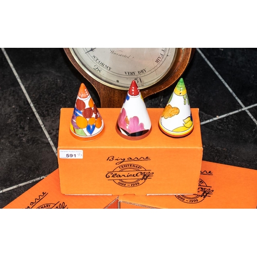 591 - Clarice Cliff Interest - Three Wedgwood Sweet Seduction Range Sugar Casters, comprising 'Cornwall', ... 