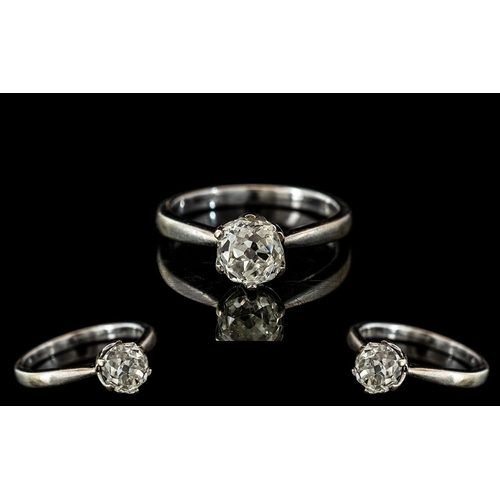 6 - 18ct White Gold Single Stone Diamond Ring. Stamped 18ct - 750 to Shank. The Semi Cushion Cut Diamond... 