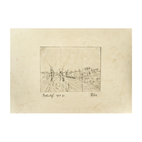 921 - Paul Klee ( 1879 - 1940 ) Railway Station - Etching on Heavy Wove Paper, Signed In Pencil. Print Siz... 