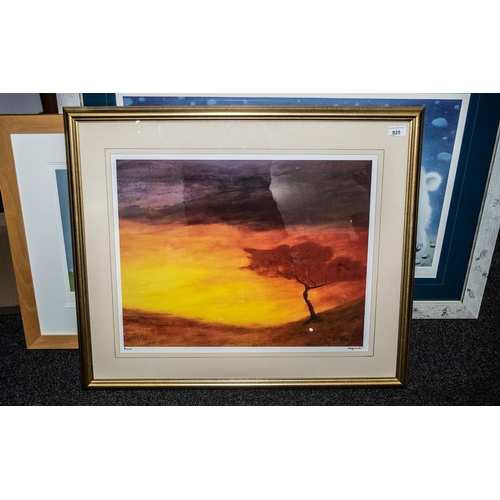 925 - Laffanki 'Tree & Sunset', limited edition print No. 61/400, framed and glazed, image size 17'' x 21.... 