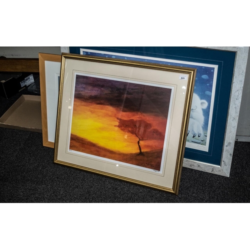 925 - Laffanki 'Tree & Sunset', limited edition print No. 61/400, framed and glazed, image size 17'' x 21.... 