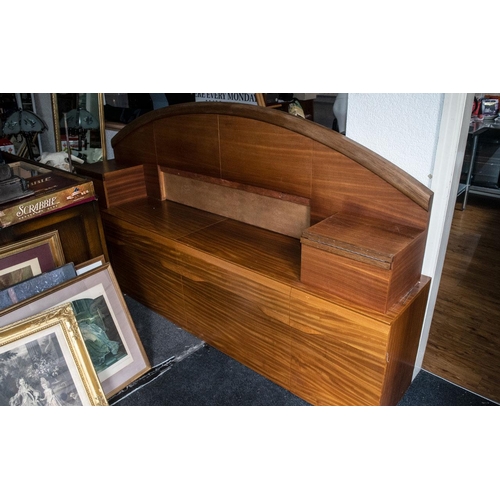 1075 - A Mid Century Teak Bespoke Wall Hanging Headboard with two drawers. 92 inches in length, and 39 Inch... 