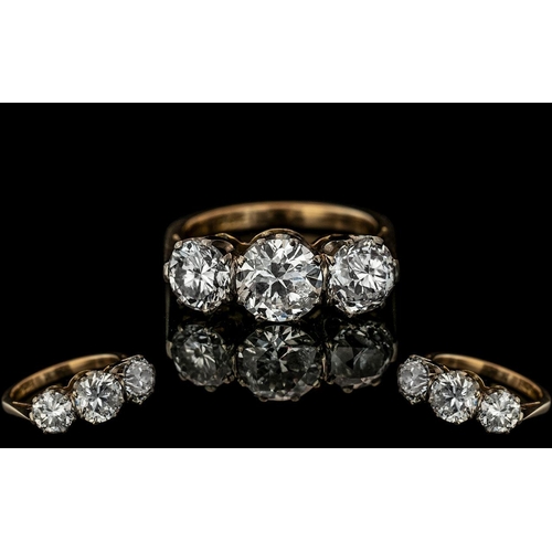 1 - 18ct Gold Attractive 3 Stone Diamond Ring of Good Quality. Marked 18ct to Interior of Shank. Est Col... 