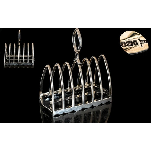 110 - Walker and Hall Edwardian Period - Excellent Quality Sterling Silver 6 Tier Toast rack of Solid Cons... 