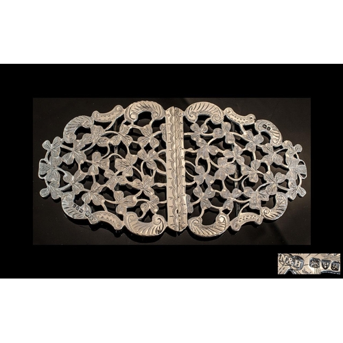 119 - Early 20th Century Superb Pair of Sterling Silver Ladies Open-worked Belt Buckle, Excellent Design. ... 