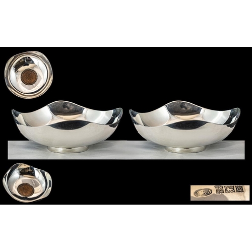 138 - Elizabeth II Fine Pair of Small Sterling Silver Footed Bowls, Each Set to Centre with a 1797 - Georg... 