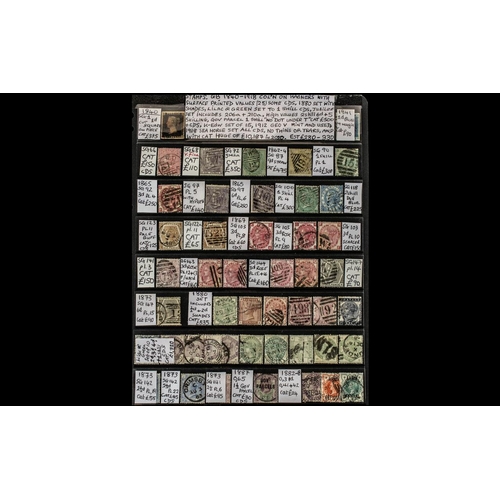 1396 - Stamps GB 1840-1918 Col'n On Hagners with Surface Printed Values (25) Some CDS, 1880 set with shades... 