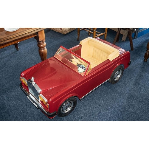 1429 - Sharna Rolls Royce Corniche Child's Pedal Car, red with cream interior, registration plate RRM 1.  D... 