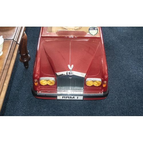 1429 - Sharna Rolls Royce Corniche Child's Pedal Car, red with cream interior, registration plate RRM 1.  D... 