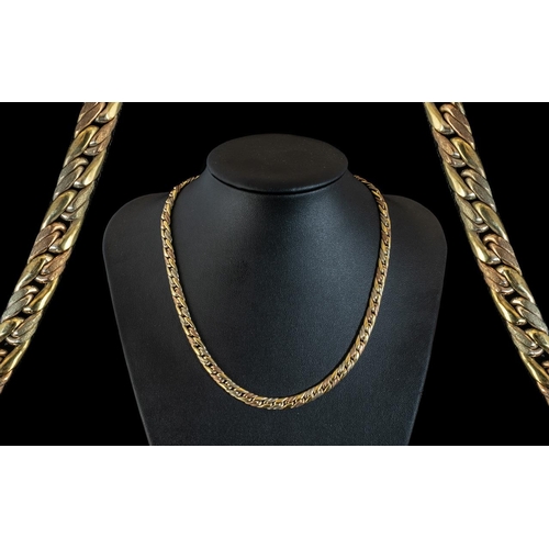 148A - 9ct Gold Fancy Link Necklace. Hallmarked 9ct. Length Approx 16 Inches. Weight 21.2 grams.