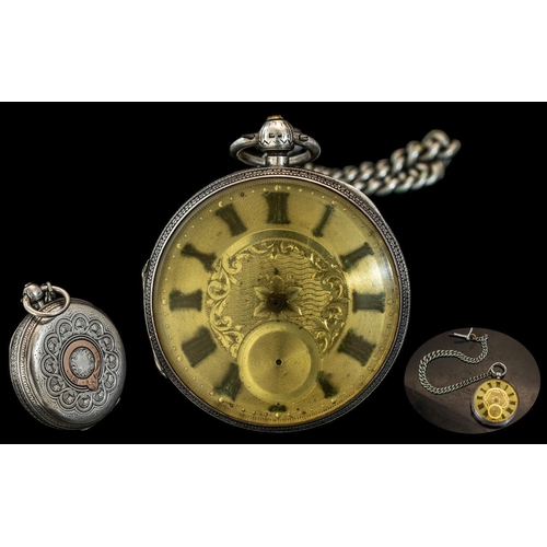 150 - Victorian Period - Superb and Heavy Sterling Silver Open Faced Key-wind Chronometer Pocket Watch wit... 