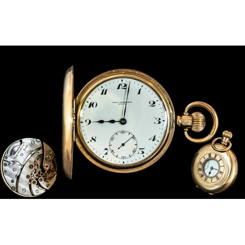 154A - Paul Ditishelm of Solvil Signed Superior Quality Gold Filled Demi-Hunter Pocket Watch ( Key-less ) T... 