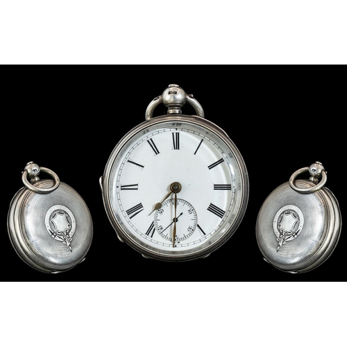 157A - Victorian Period Sterling Silver Key-wind Open Faced Pocket Watch, Movement No 121021. White Porcela... 