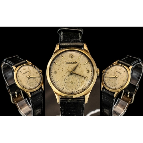 160 - Gents 9ct Gold Jaeger Le-Coultre Wristwatch, c1963 Champagne Dial, Baton And Arabic Numerals With Su... 