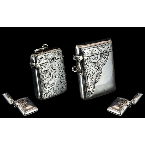 161A - A Fine Pair of Early 20th Century Sterling Silver Vesta Cases. Both Fully Hallmarked. Both With Stro... 