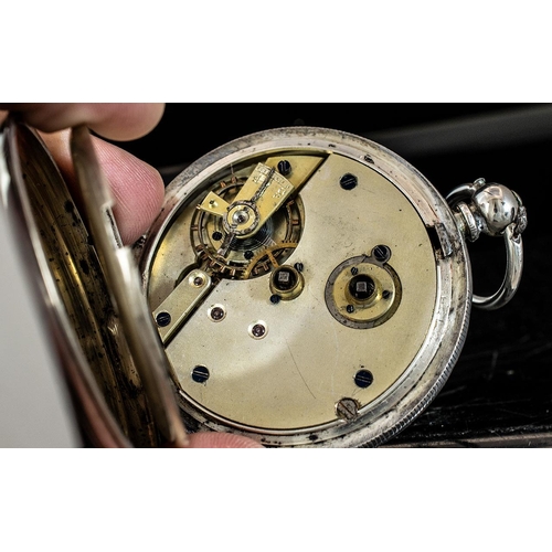 166A - Kendal & Dent Key-Wind Silver Open Faced Pocket Watch. Silver Purity 93.5 - Swiss, Lever Movement.